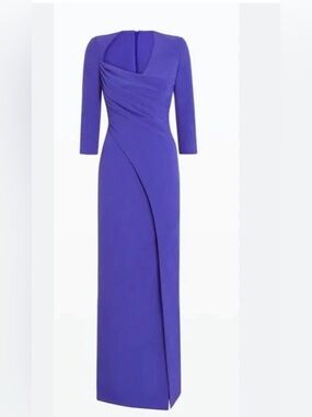 Chic Violet Three-Quarter Sleeve Prom Gown